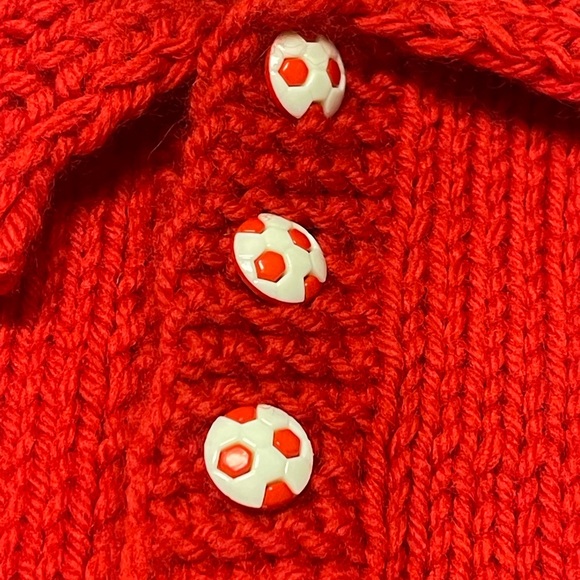 Hand Made Knitted Baby Red Sweater with Beanie Sz 24M - Photos for measurements - Picture 5 of 11